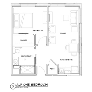 Assisted Living 1 bedroom floor plan